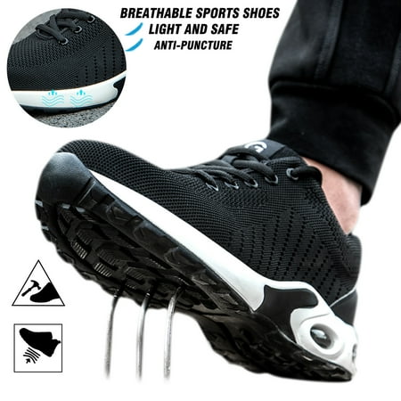 

NECHOLOGY Casual Shoes for Women Loafer For Men Steel Shoes Toe Shoes Cushion Trainers Work Air Women Slippers with Heel Black 8