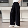 thumbnail image 2 of Afdoent Girls Pants Loose Fit Wide Leg Pants For Girls Soft Crinkle Ice Silk Trousers Casual Bottoms Lightweight, 2 of 4