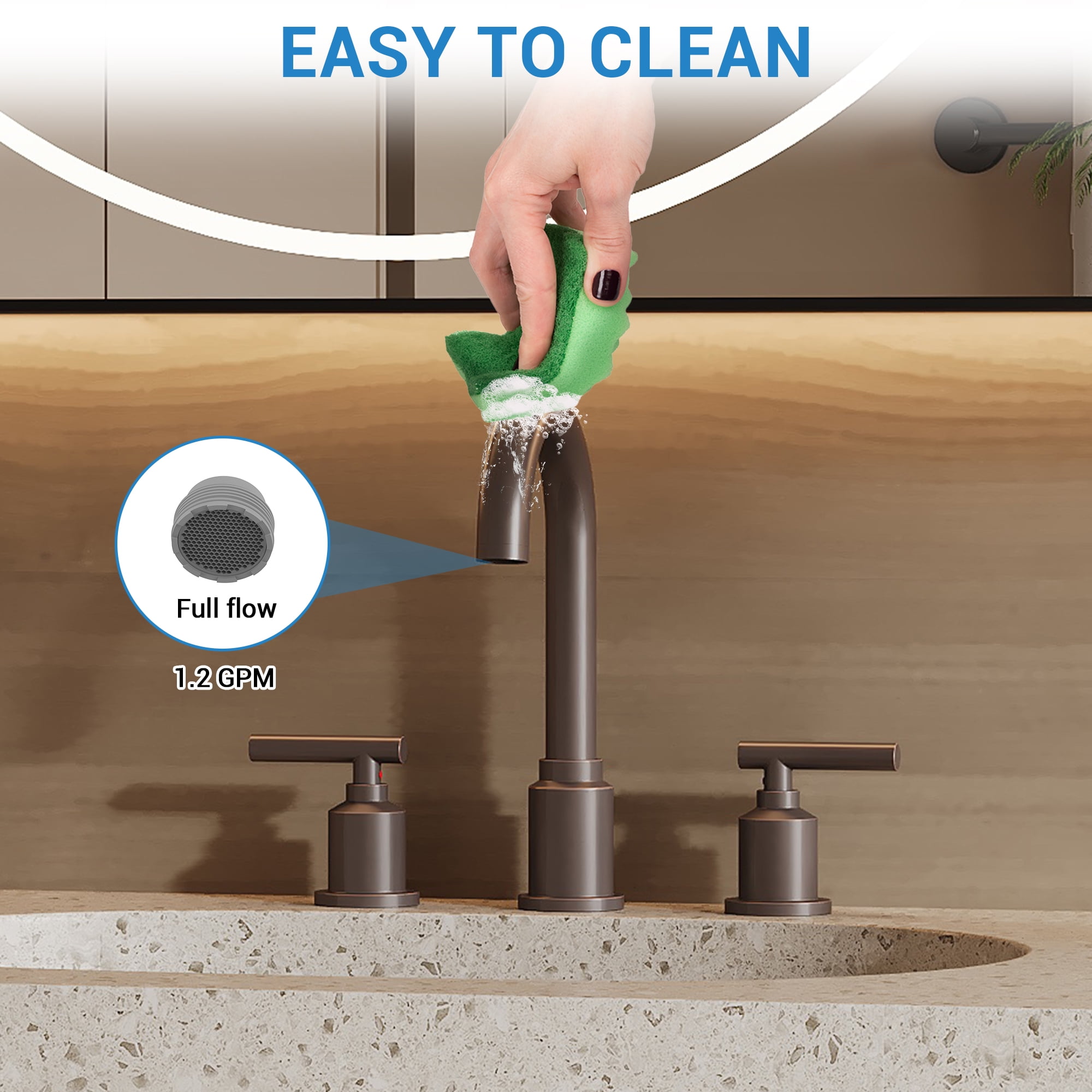 Widespread Bathroom Sink Faucet 8" - Brushed Nickel for 3-Hole Installation, gray