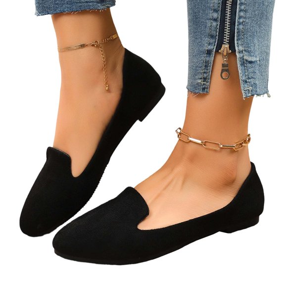 Seffadzy Flats Shoes for Women Slip on Round Toe Comfortable Women's Flats Ballet Flats Shoes Loafers Black 37