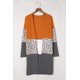 thumbnail image 1 of ABPHQTO Cárdigan de punto de patchwork con estampado de leopardo en bloque de color naranja para mujer, 1 of 5