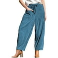 thumbnail image 3 of Women'S Corduroy Pants Baggy Wide Leg Pants Casual Elastic Waisted Palazzo Harem Pants with Pockets Blue XXL, 3 of 8