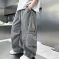 thumbnail image 2 of NAISIBABY Kids Boys Cargo Pants, Summer Lightweight Drawstring Baggy Fashion Hiking Outdoor Pants Gray Size 12, 2 of 8