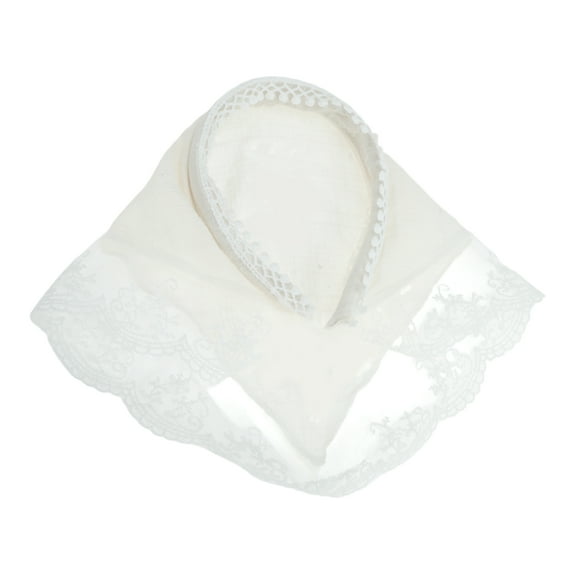 Unique Bargains 1 Pc Headband Plaid Lace Triangle Hair Accessories for Women Beige