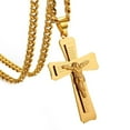 thumbnail image 4 of Heavy Big Jesus Cross 14K Yellow Gold Pendant for Men Christian Crucifix Chain Necklace Religious Gold Color Jewelry Collar, 4 of 6