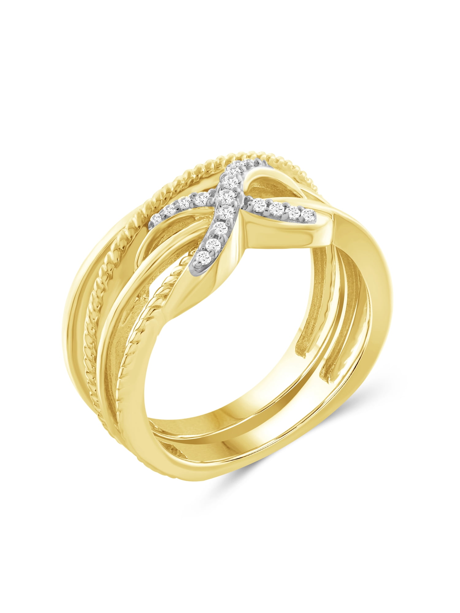 JewelersClub Stackable Diamond Rings for Women – Accent White Diamond Ring Jewelry– 14K Gold Plated Silver Stackable Bands for Women –– Stackable Ring Set by JewelersClub