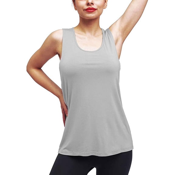 Tank Tops for Women, Yigetop Workout Tops for Women Yoga Athletic Shirts Long Tank Tops Gym Workout Clothes Workout Tank Tops Woman Grey L