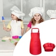 thumbnail image 3 of maskred Kids Apron Chef Hat Set Adjustable Bib Front Pocket for Crafting Baking Red L, 3 of 9