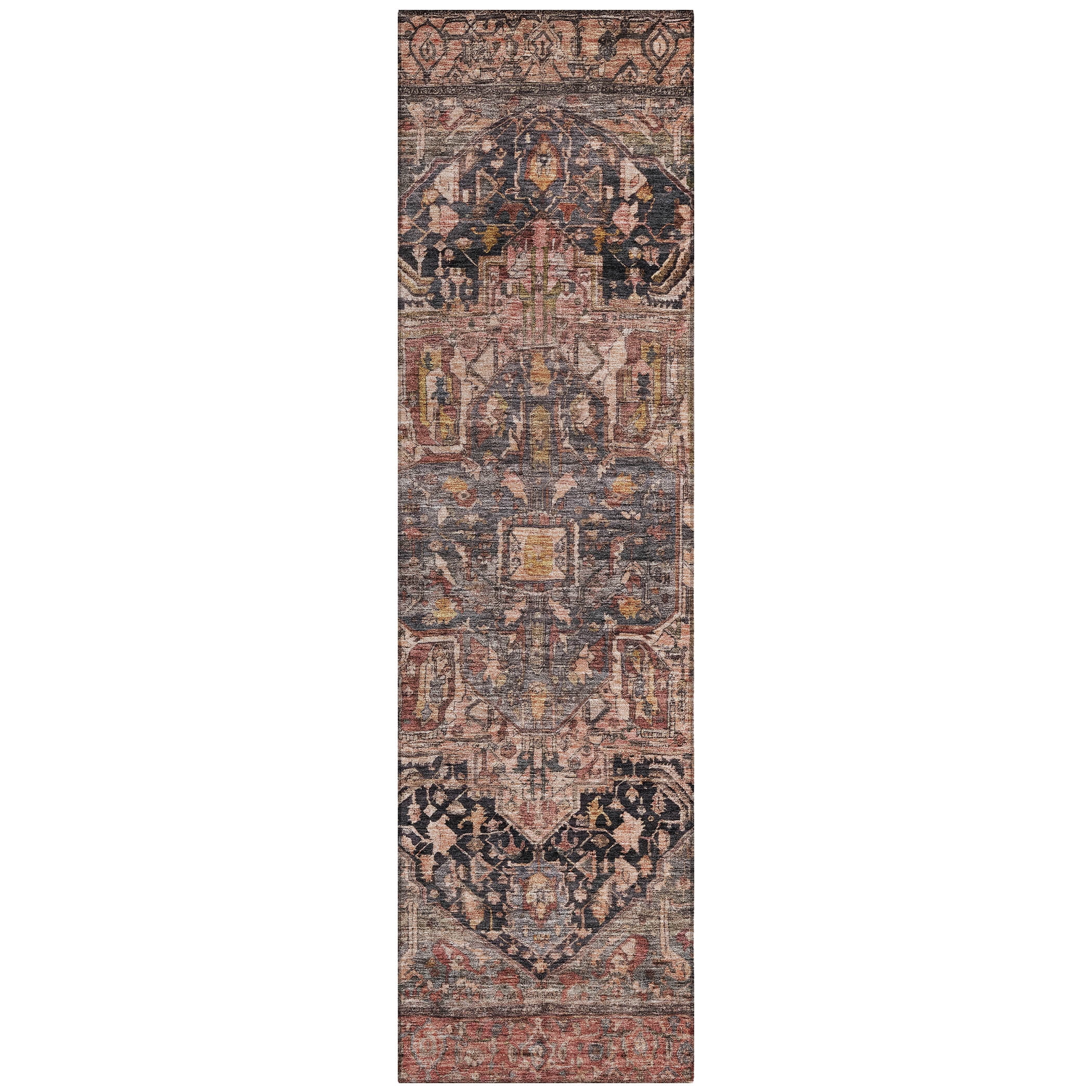 Addison Rugs Chantille Indoor/Outdoor Transitional Geometric, Abstract Charcoal Washable Runner Rug, 2'3" x 7'6"