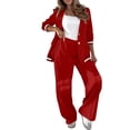 thumbnail image 2 of Women'S Fall Spring 2 Piece Blazer Outfits Business Casual Oversized Jacket Wide Leg Work Pants Red XL, 2 of 9