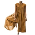 thumbnail image 2 of CHUANK Hauts pour Femmes Ample Coton Lin Manches Courtes Combinaison Aguichant Confortable Gris Foncé L, 2 of 5