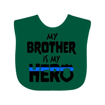

Inktastic My Brother is My Hero Police Officer Family Gift Baby Boy or Baby Girl Bib