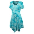 thumbnail image 3 of Made by Johnny Women's Short Sleeve All Over Tie-Dye Tunic Top M AQUA, 3 of 6