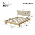 thumbnail image 6 of Christopher Knight Home Queen Size Bed Frame with Headboard, Platform Bed with Solid Wood Frame, Natural+Beige, 6 of 8