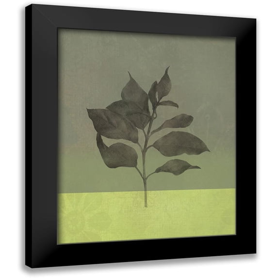JMB Designs 15x18 Black Modern Framed Museum Art Print Titled - Green Leaves
