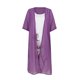 thumbnail image 5 of Moda mujer casual estampado floral o-cuello sin mangas vestido sólido abrigo conjunto de dos piezas Fridja  hjkh2154, 5 of 7