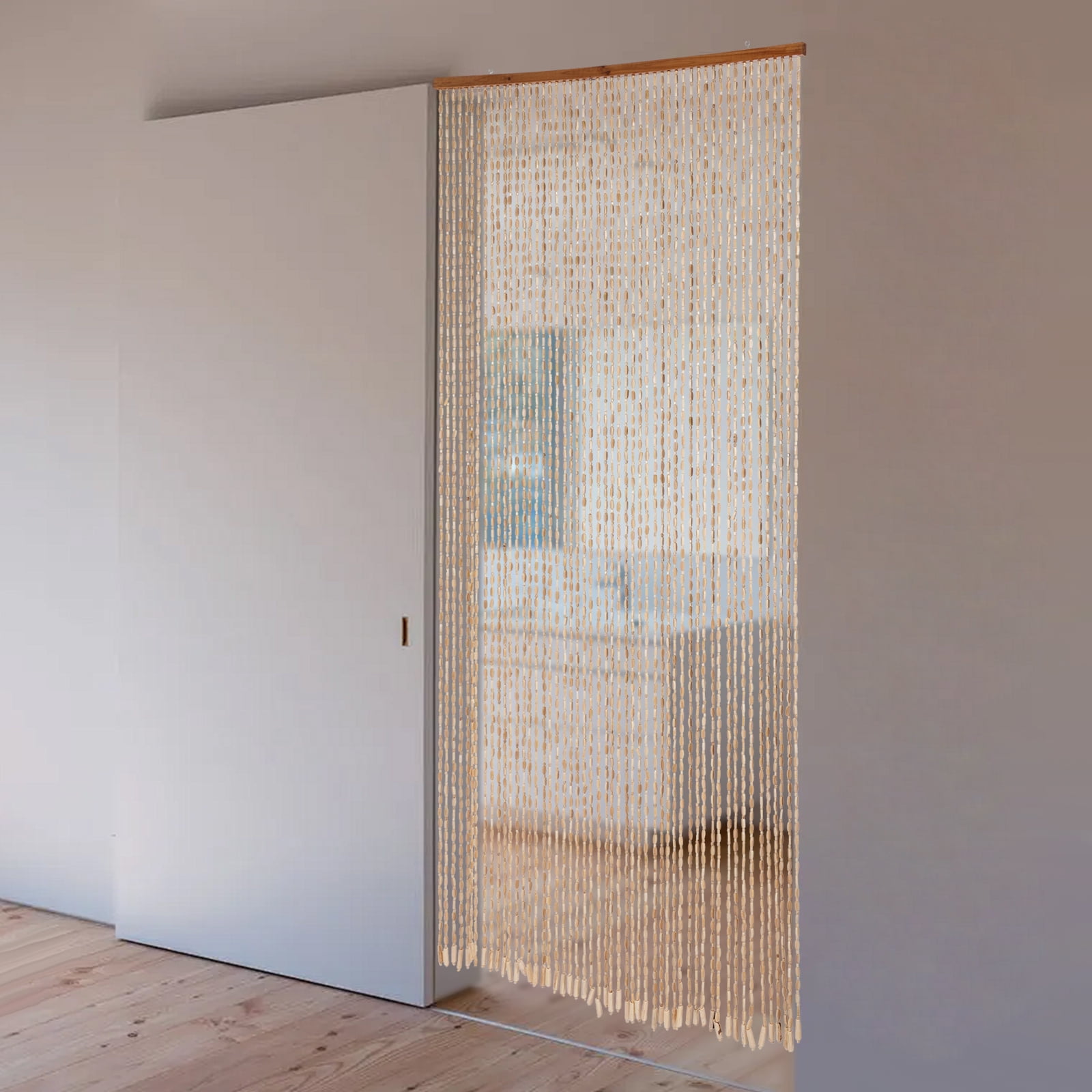 Peakora Retro Style Wooden Bead Curtain 78.74*35.43in Bamboo and Wooden Doorway Beads 27 Strings Room Blind Screen for Porch Bedroom Living Room Bathroom