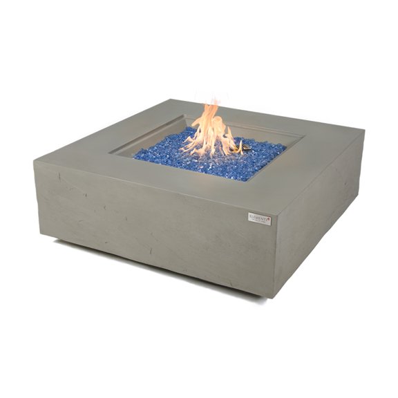 Elementi Plus Capertee Propane Fire Pit for Outside Outdoor Fire Pit Table Smokeless Firepit Concrete Square Fire Table Patio Heater Fireplace 60000 BTUs - Space Grey, 40 x 40 Inches