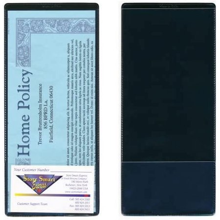 StoreSMART - Black Plastic Policy/Lotto Ticket Holders with Business Card Pocket - 10 Pack - INS30-BK-10
