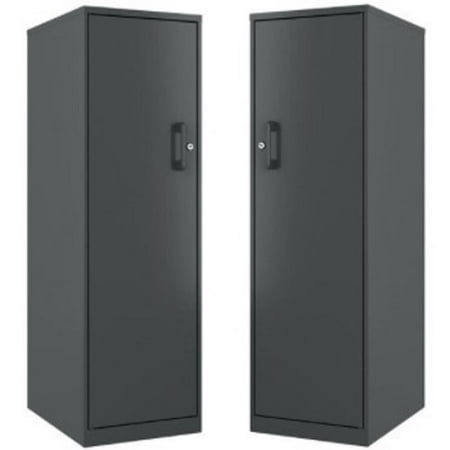 

Home Square 2 Piece Metal Locker Storage Cabinet Set with 4 Shelf in Charcoal