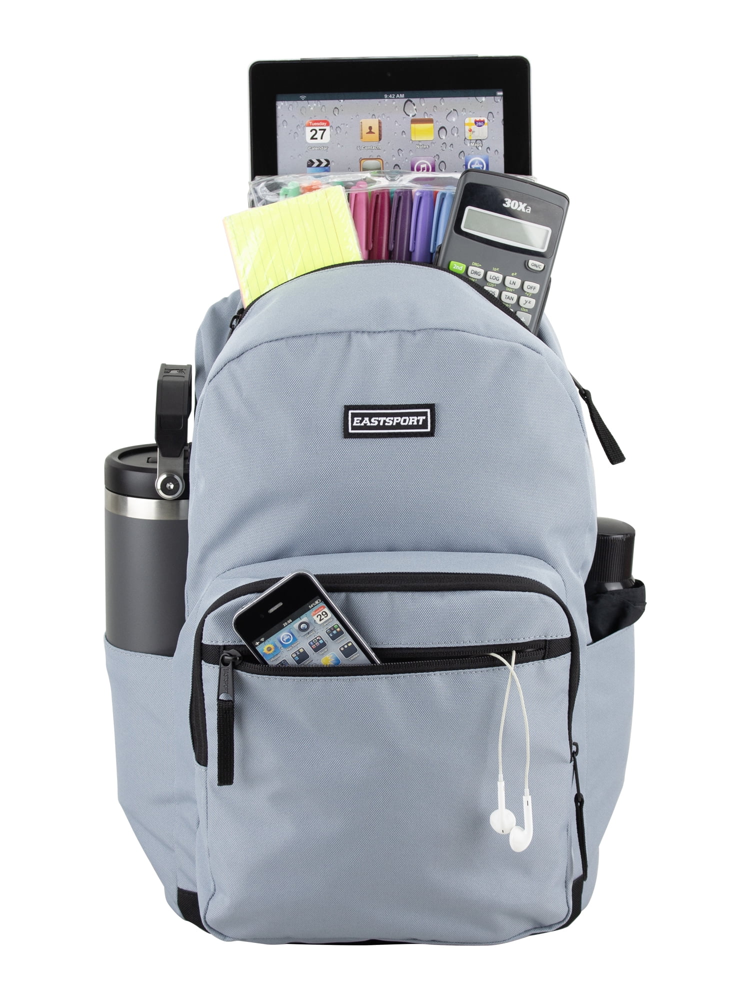 Eastsport Unisex 17" Backpack & Lunch Box 2-Piece Set, Cool Grey