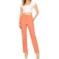 thumbnail image 4 of Women's Straight Slim Stretch High Rise Solid Trouser Slacks Pants, 4 of 4