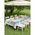 thumbnail image 4 of Outdoor Tablecloth with Umbrella Hole for Patio/Picnic/Party/Camping, Watercolor Marine Life Waterproof Table Cloth Rectangle Table Cover Washable, Ocean Corals Shells Starfish Blue Plaid (60"x 102"), 4 of 8