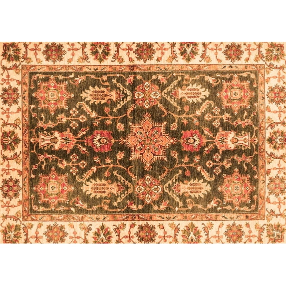 Ahgly Company Indoor Rectangle Oriental Orange Traditional Area Rugs, 2' x 5'