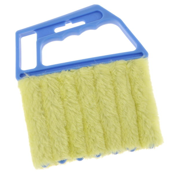 Cepillo de microfibra para ventanas, aire acondicionado, plumero, limpiador de suciedad Blue Handle + Yellow Brush