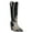 Black, variant on FSJ Women Modern Snake Print Cowboy Boots Pointed Toe Knee High Chunky Heel Western Pull On Fall Winter Daily Outing Tall Boots Size 8 Brown
