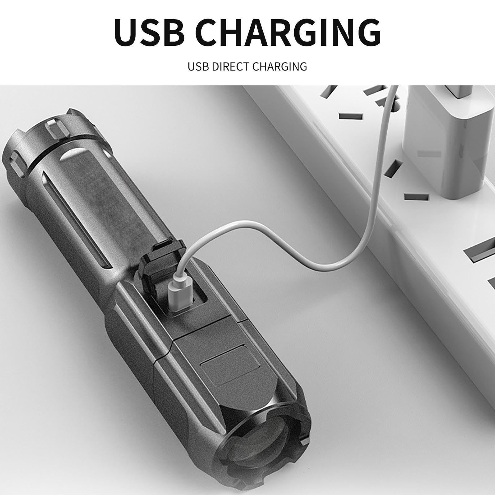 Powerful LED Flashlight 900000 Lumens Super Bright, Rechargeable USB, Waterproof, Adjustable Focus, 3 Modes, 2-Pack with Charging Cable