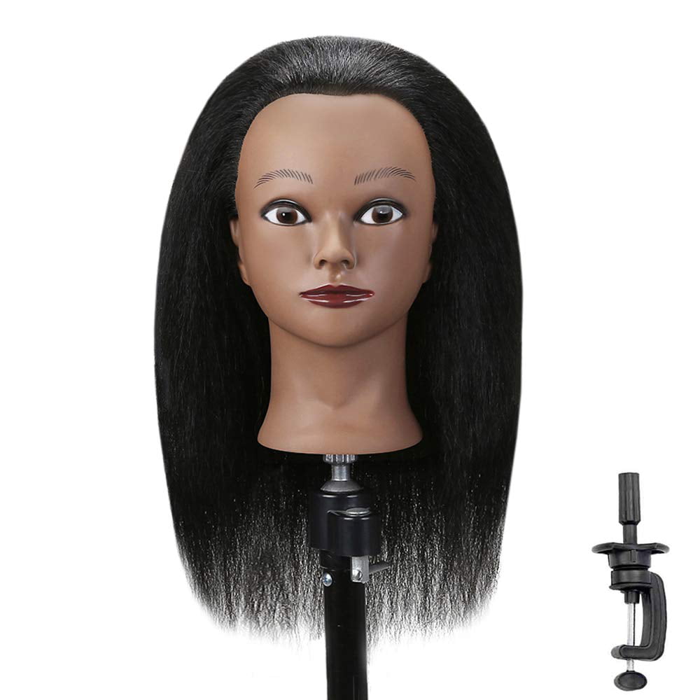 MILLYSHINE 100% Real Human Hair Mannequin Head for Braiding, Styling,  Curling, Dyeing - 16 Hairdresser Practice Training Head