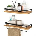 thumbnail image 3 of Wall Mounted Kitchen Shelf, Rustic Wood Wall Storage Shelves for Bathroom, Living Room and Bedroom Set of 2, 3 of 9