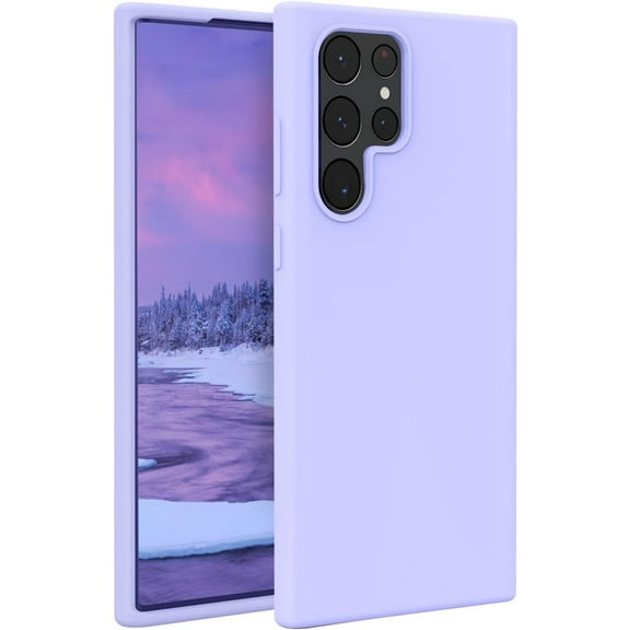 Galaxy S23 Ultra 6.8 inch Case, Samsung S23 Ultra 2023 Liquid Silicone Case Soft Silicone Gel Rubber Bumper Slim Shockproof Protective for Galaxy S23 Ultra 6.8, Light Purple