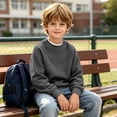 thumbnail image 7 of Enjoytime Crewneck Sweatshirt Boys Solid Color Long Sleeve Pullover Tops Casual Warm Fall Winter Clothes for Kids, 7 of 7