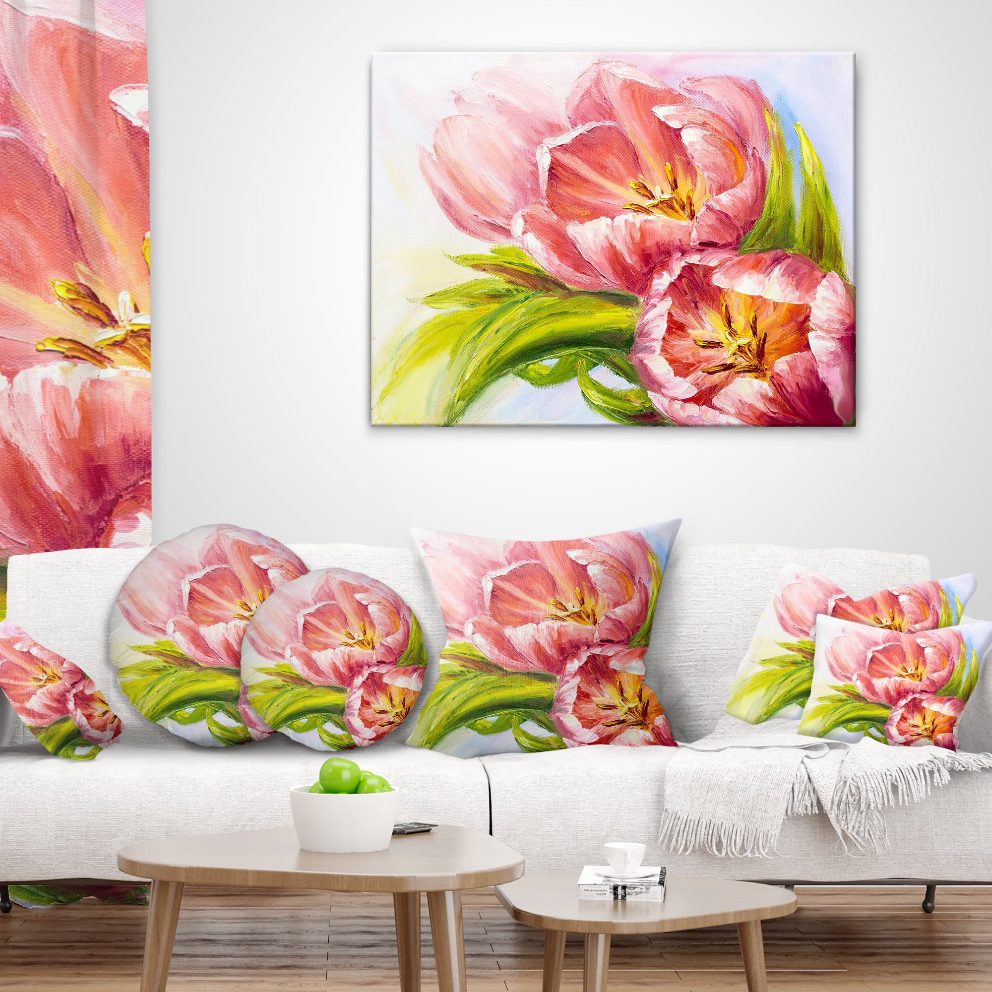 Designart Tulips Flowers - Floral Throw Pillow - 12x20