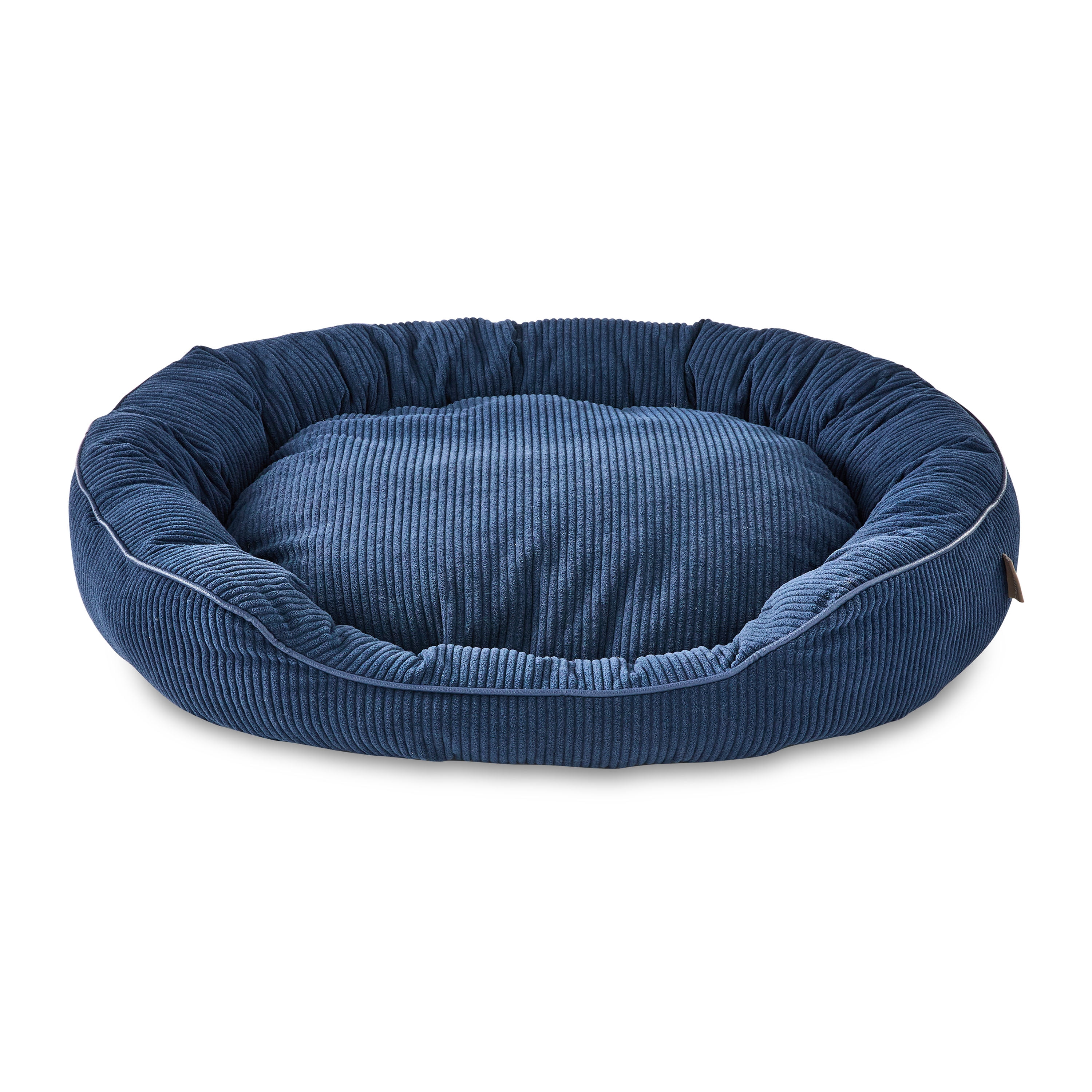 Vibrant Life Large Oval Corduroy Cuddler Pet Bed, Blue, 30" x 27"