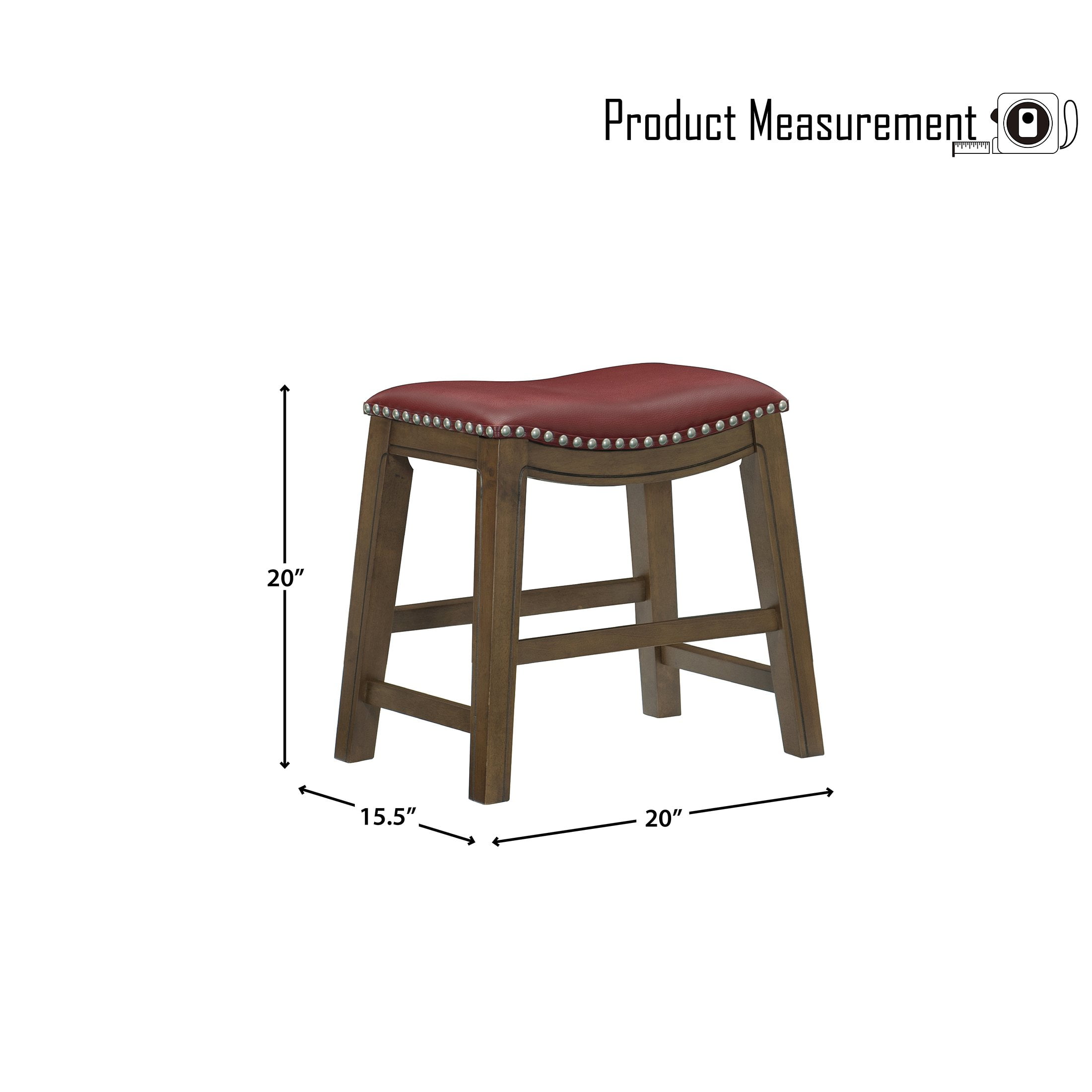 OakvillePark Eustis Saddle Seat Dining Height Stool, Red