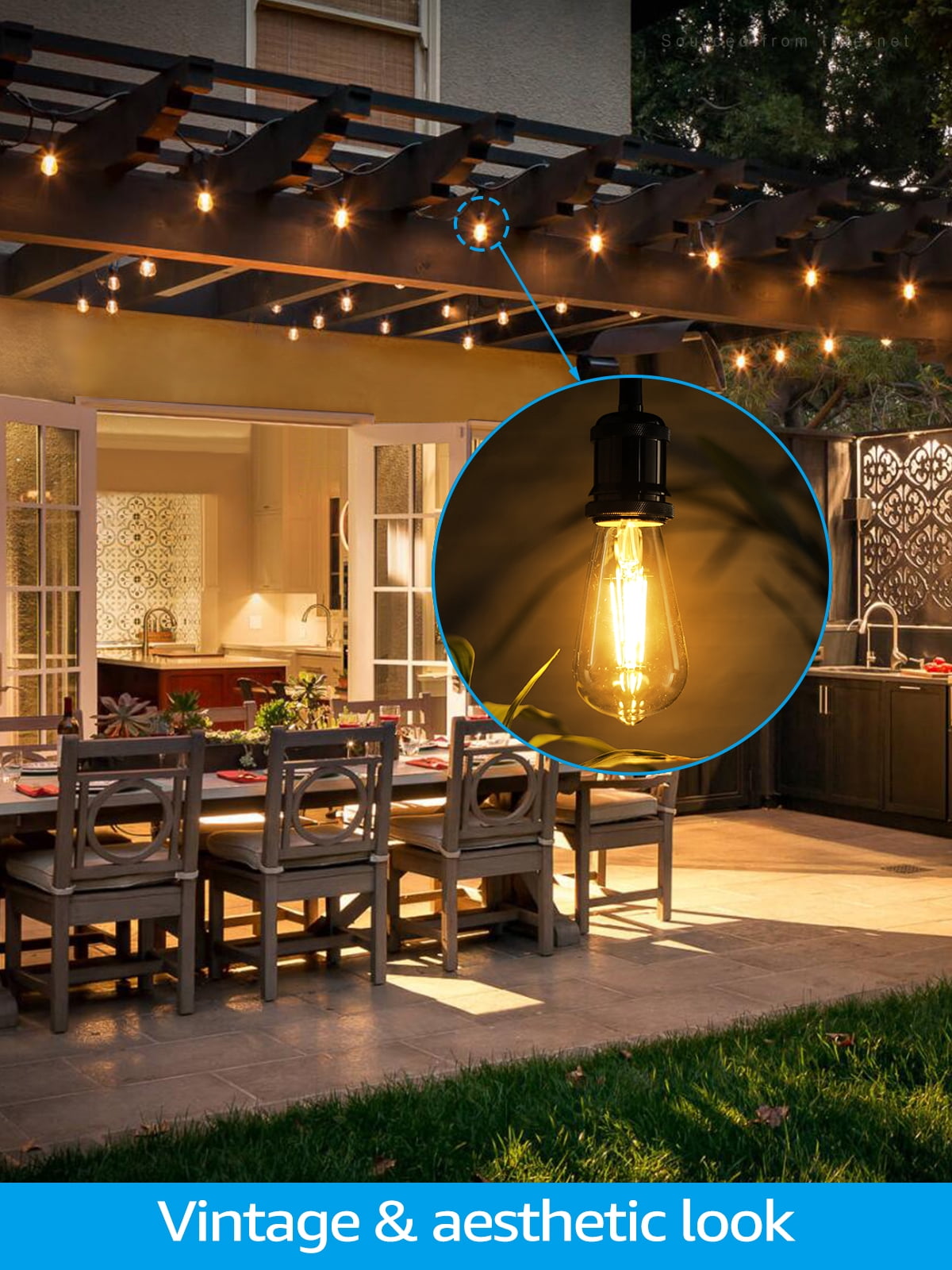 12 Pack Dusk to Dawn ST19 LED Vintage Edison Filament Bulb, 7W=75W, 2700K Soft White, E26 Base, ST64 Outdoor LED Bulb, Auto On/Off Lights