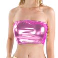 thumbnail image 1 of Playeras,Blusas y Tops,Ropa para Mujer Más Tamaño Camisetas Sin Mangas Para Las Mujeres Camiseta de tubo de color sólido de cuero envolvente para mujer Tops de rendimiento (C, XL), 1 of 4
