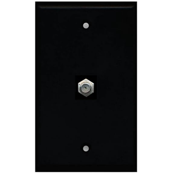 RiteAV Coax Cable TV Wall Plate 1 Gang Flat - Black