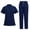 Navy, variant on HongQid Scrubs Set for Women Nurse Uniform Jogger Suit Stretch Top & Pants with Multi Pocket for Nurse Esthetician Workwear