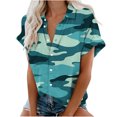 thumbnail image 2 of Aloohaidyvio Tops for Women,Womens Fashion Tops Turndown Collar Printing Casual Short Shirts Blouse, 2 of 4