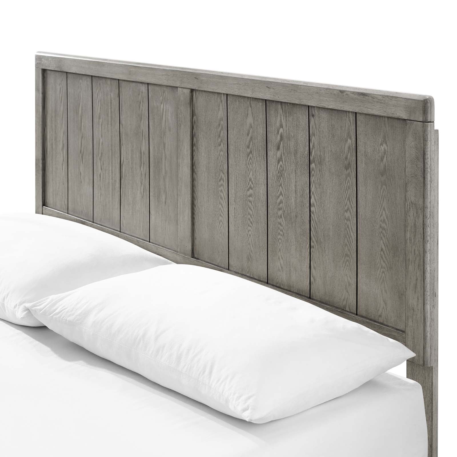 Platform Bed Frame, King Size, Wood, Grey Gray, Modern Contemporary Urban Design, Bedroom Master Guest Suite