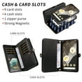 thumbnail image 3 of Asuwish Phone Case for Google Pixel 7 Pro 5G Zipper Wallet Detachable Cell Cover with Tempered Glass Screen Protector Crossbody Lanyard Strap Bling Glitter Flip Card Holder Slot Pixel7Pro 7XL Black, 3 of 7