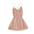 thumbnail image 5 of DondPO Night Gowns for Women Women's Solid Color V Neck Lace Home Dress Fun Sleeping Slit Dress Suspenders High Slit Nightgown Lace Trim Sleep Dress Pink 3XL, 5 of 5