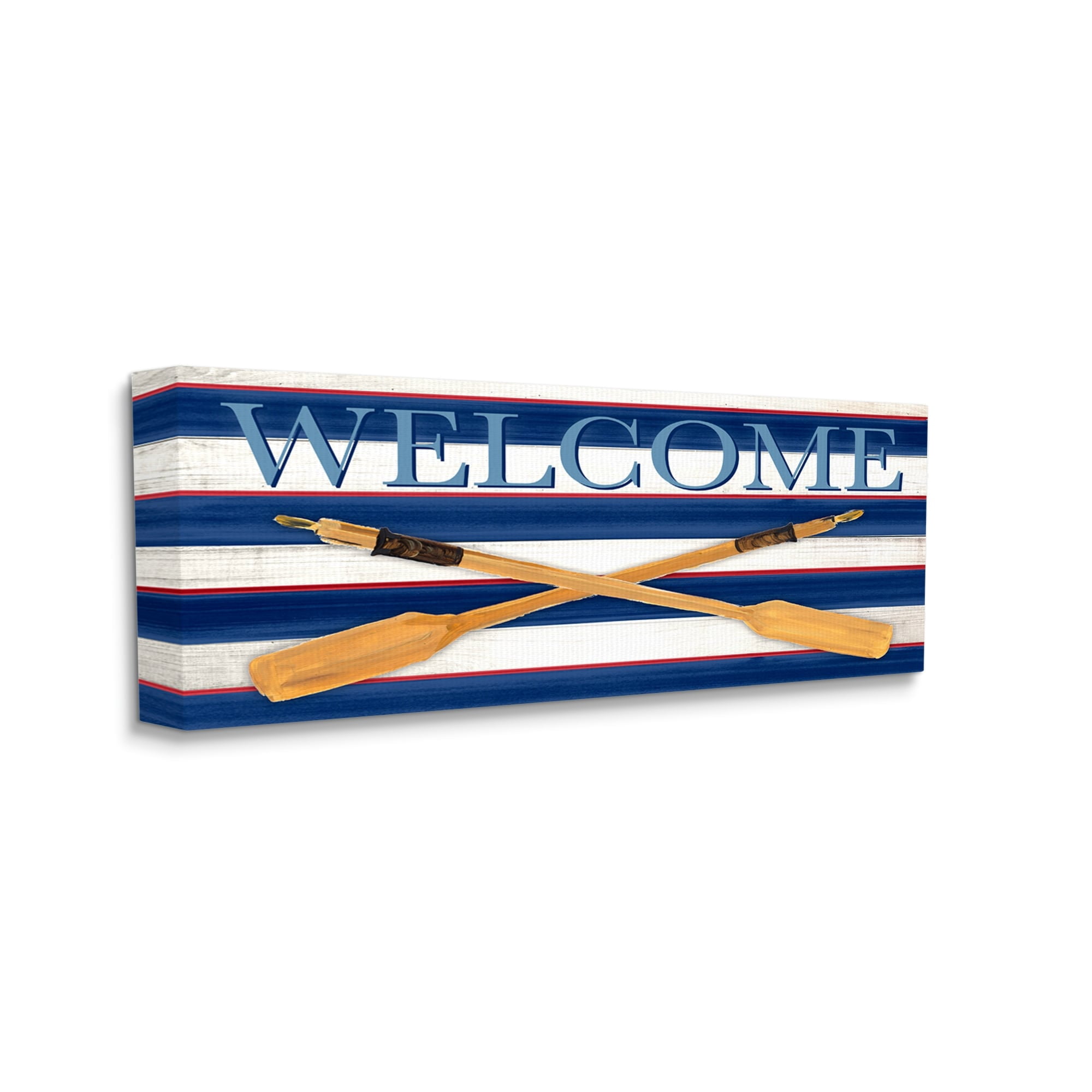 Stupell Industries Welcome Oars Symbol Water Waves Patterned Sign,30 x 13, Design by Julie DeRice