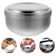 thumbnail image 4 of FELTECHELECTR Cuenco de afeitar de acero inoxidable para hombre con tapa, práctico cuenco para crema de afeitar y jabón, ideal para el baño (plateado)., 4 of 4