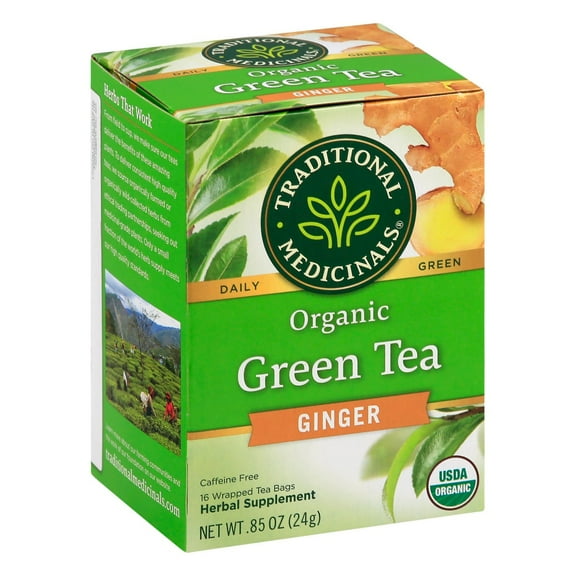 Traditional Medicinals Organic Green Tea with Ginger Tea Bags - 16 ct