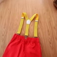 thumbnail image 3 of Conjunto de vestido de verano para niños, camisa de manga corta con pajarita y pantalones cortos con tirantes rojos, conjunto de dos piezas, 3 of 5